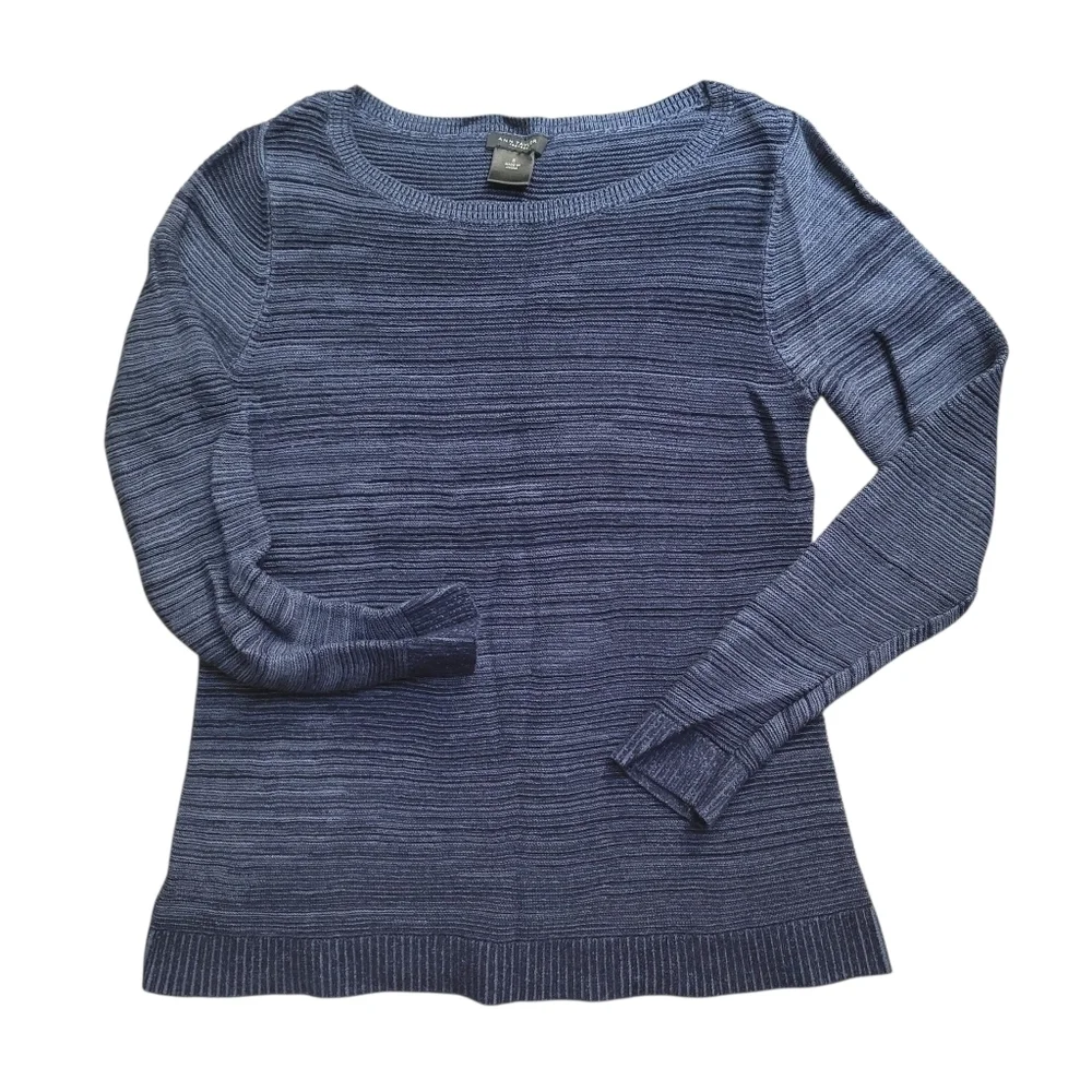 Sz Small Ann Taylor Factory Navy Knit Cotton Blend Sweater